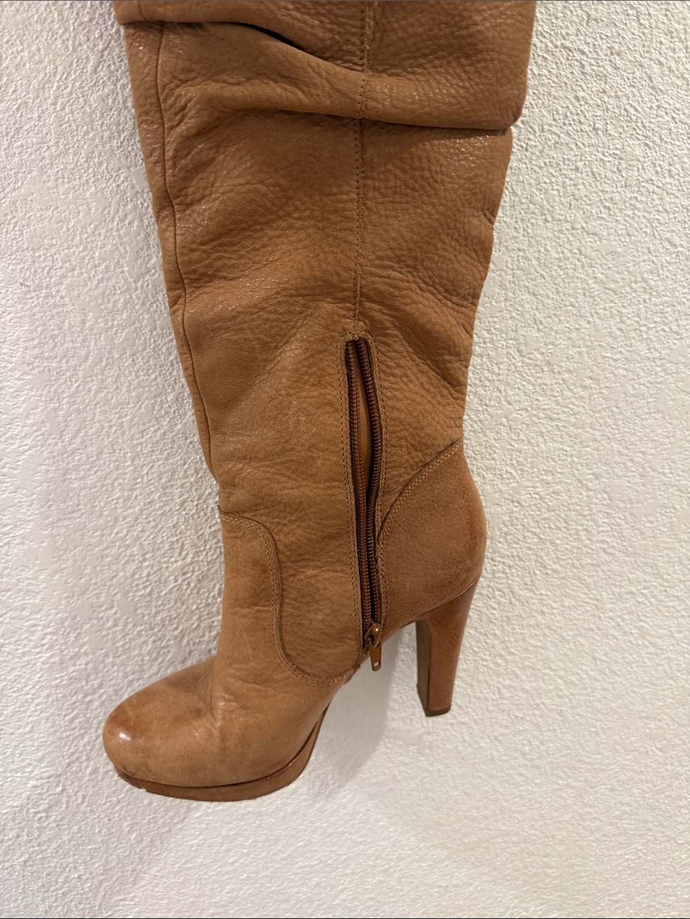 Jessica Simpson Cognac Brown Leather Over-the-Knee High-Heel Boots